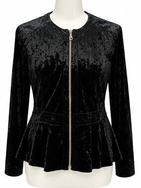 INC International Concepts Black Crushed Velvet Peplum Jacket Plus Size 4X NWT